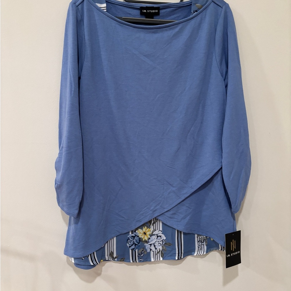 I.N.‎ Studio Blue Layered Blouse